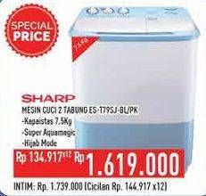 Promo Harga SHARP ES-T79SJ-BL/PK | Washing Machine Twin Tube 7.5kg  - Hypermart