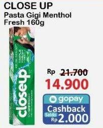 Promo Harga Close Up Pasta Gigi Deep Action Menthol Fresh 160 gr - Alfamart