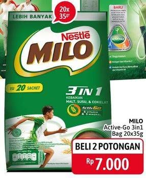 Promo Harga MILO ActivGo 3in1 per 20 sachet 35 gr - Alfamidi