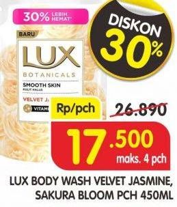 Promo Harga LUX Body Wash Velvet Jasmine, Sakura Bloom 450 ml - Superindo