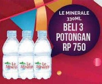 Promo Harga LE MINERALE Air Mineral per 3 botol 330 ml - Hypermart
