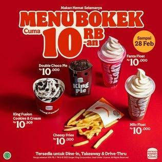 Promo Harga King Fushion Cookies n Cream, Double Choco Pie, Cheesy Fries, Fanta Float, Milo Float  - Burger King