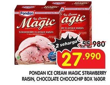 Promo Harga PONDAN Ice Cream Magic Strawberry Raisin, Chocolate Chocochips 160 gr - Superindo