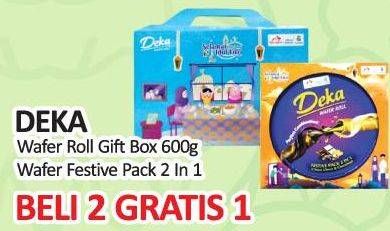 Promo Harga DUA KELINCI Deka Wafer Roll Gift Box, Festive Pack 2 In 1 600 gr - Yogya