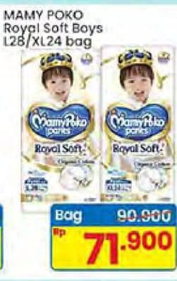 Promo Harga Mamy Poko Pants Royal Soft L28, XL24 24 pcs - Indomaret