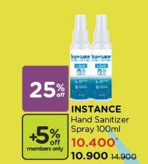 Promo Harga INSTANCE Hand Sanitizer Liquid Spray 100 ml - Watsons