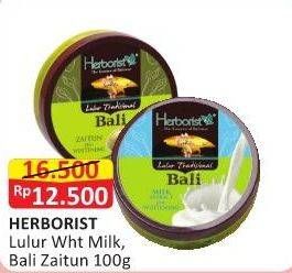 Promo Harga HERBORIST Lulur Tradisional Bali Whitening Milk, Bali Zaitun 100 gr - Alfamart