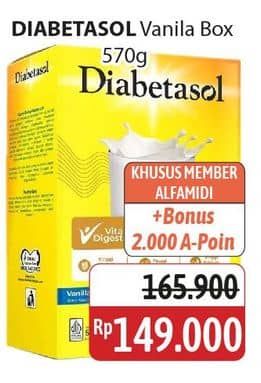 Promo Harga Diabetasol Special Nutrition for Diabetic Vanilla 600 gr - Alfamidi