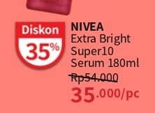 Promo Harga Nivea Extra Bright 10 Super Vitamins & Skin Food Serum 180 ml - Guardian