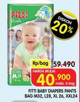 Promo Harga Fitti Pants M32, L28, XL26 26 pcs - Superindo