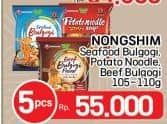 Promo Harga Nongshim Noodle Seafood Bulgogi, Potato Noodle Soup, Beef Bulgogi 105 gr - LotteMart