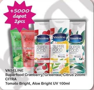 Promo Harga VASELINE Super Food Skin Serum/CITRA Fresh Glow Multi Function  - Hypermart