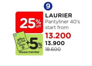 Promo Harga Laurier Pantyliner Natural Clean 40 pcs - Watsons