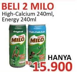 Promo Harga MILO Susu UHT Hi Calcium, Energy per 2 kaleng 240 ml - Alfamidi