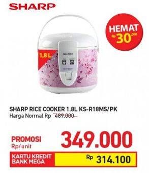 Promo Harga SHARP KS-R18MS | Rice Cooker 1.8ltr PK  - Carrefour