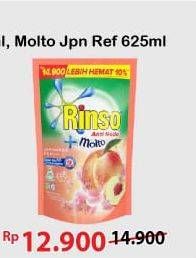 Promo Harga RINSO Liquid Detergent + Molto Japanese Peach 625 ml - Alfamart