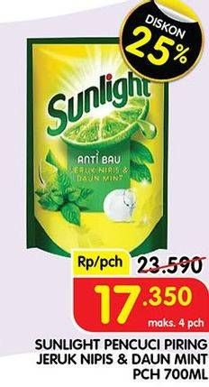Promo Harga SUNLIGHT Pencuci Piring Anti Bau With Daun Mint 755 ml - Superindo