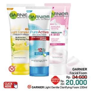 Promo Harga Garnier Light Gentle Clarifying Foam 100 ml - LotteMart