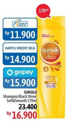 Promo Harga SUNSILK Shampoo Black Shine, Soft And Smooth 170 ml - Alfamidi