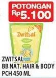 Promo Harga ZWITSAL Natural Baby Bath Hair Body 450 ml - Hypermart