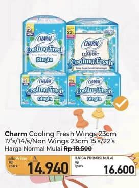 Promo Harga Charm Extra Comfort Cooling Fresh Wing 23cm, NonWing 23cm 15 pcs - Carrefour
