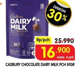 Promo Harga Cadbury Dairy Milk Share Bag 81 gr - Superindo