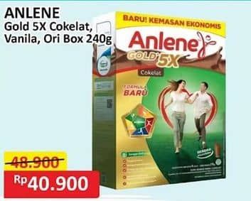 Promo Harga Anlene Gold Plus 5x Hi-Calcium Vanila, Original 240 gr - Alfamart