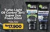 Promo Harga GARNIER MEN Turbo Light Oil Control 3in1/ Super Duo 50 mL  - Indomaret