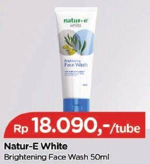 Promo Harga NATUR-E White Brightening Face Wash  50 ml - TIP TOP