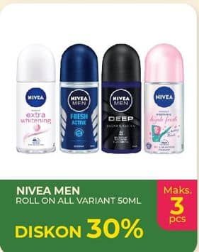 Promo Harga Nivea Men Deo Roll On All Variants 50 ml - Yogya