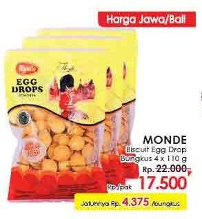 Promo Harga MONDE Egg Drops Biscuits per 4 bungkus 110 gr - LotteMart