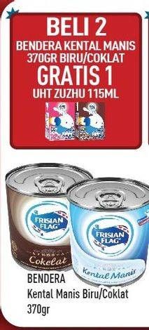 Promo Harga FRISIAN FLAG Susu Kental Manis Biru, Cokelat per 2 kaleng 370 gr - Hypermart