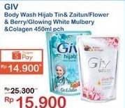 Promo Harga GIV Body Wash Hijab Tin Zaitun, Glow White, Mulberry Collagen, Passion Flowers Sweet Berry, Mulbery Colagen 450 ml - Indomaret