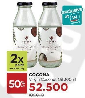 Promo Harga COCONA Virgin Coconut Oil 300 ml - Watsons