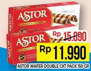 Promo Harga Astor Wafer Roll Double Chocolate 150 gr - Hypermart