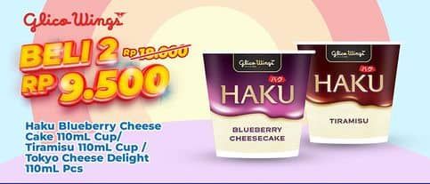 Promo Harga Glico Haku Blueberry Cheesecake Cup, Tiramisu Cup, Tokyo Cheese Delight 110 ml - Indomaret