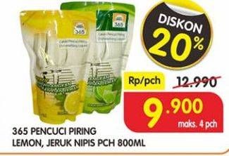 Promo Harga 365 Pencuci Piring Lemon, Jeruk Nipis 800 ml - Superindo