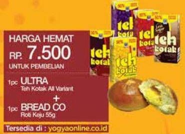Promo Harga Ultra Teh Kotak + Bread Co Roti Keju   - Yogya