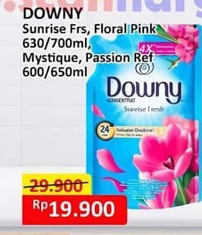 Promo Harga Downy Pewangi Pakaian Sunrise Fresh, Floral Pink 630 ml - Alfamart