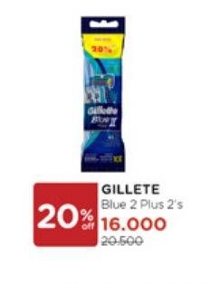Promo Harga Gillette Blue II Plus 2 pcs - Watsons
