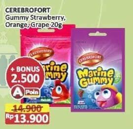Promo Harga Cerebrofort Marine Gummy Strawberry, Orange, Grape 20 gr - Alfamart