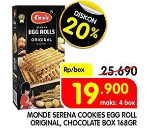 Promo Harga MONDE Serena Egg Roll Chocolate, Original 168 gr - Superindo