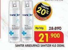 Promo Harga SANITER Air & Surface Sanitizer Aerosol Fresh Clean 200 ml - Superindo