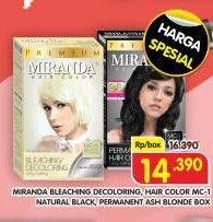 Promo Harga Miranda Hair Color MC6 Bleaching, MC1 Natural Black, MC16 Ash Blonde 30 ml - Superindo