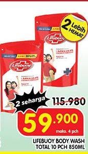 Promo Harga Lifebuoy Body Wash Total 10 850 ml - Superindo