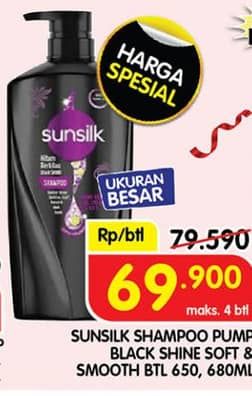 Promo Harga Sunsilk Shampoo Black Shine, Soft Smooth 650 ml - Superindo