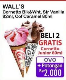 Promo Harga Walls Cornetto Strawberry Vanilla, Black White, Coffee Caramel 80 ml - Alfamart