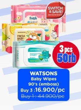 Promo Harga WATSONS Baby Wipes 90 pcs - Watsons