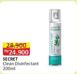 Promo Harga SECRET CLEAN  Eucalyptus Disinfectant Spray 200 ml - Alfamart