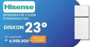 Promo Harga Hisense RT469N4IWU/WH | Kulkas 2 Pintu 326 ltr - Electronic City